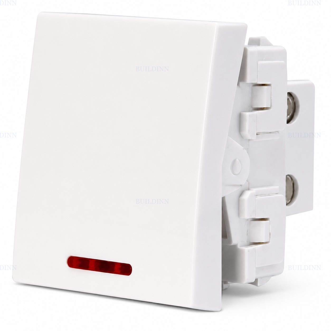 10A 1-Way 1M Modular Switch with Red Indicator – White
