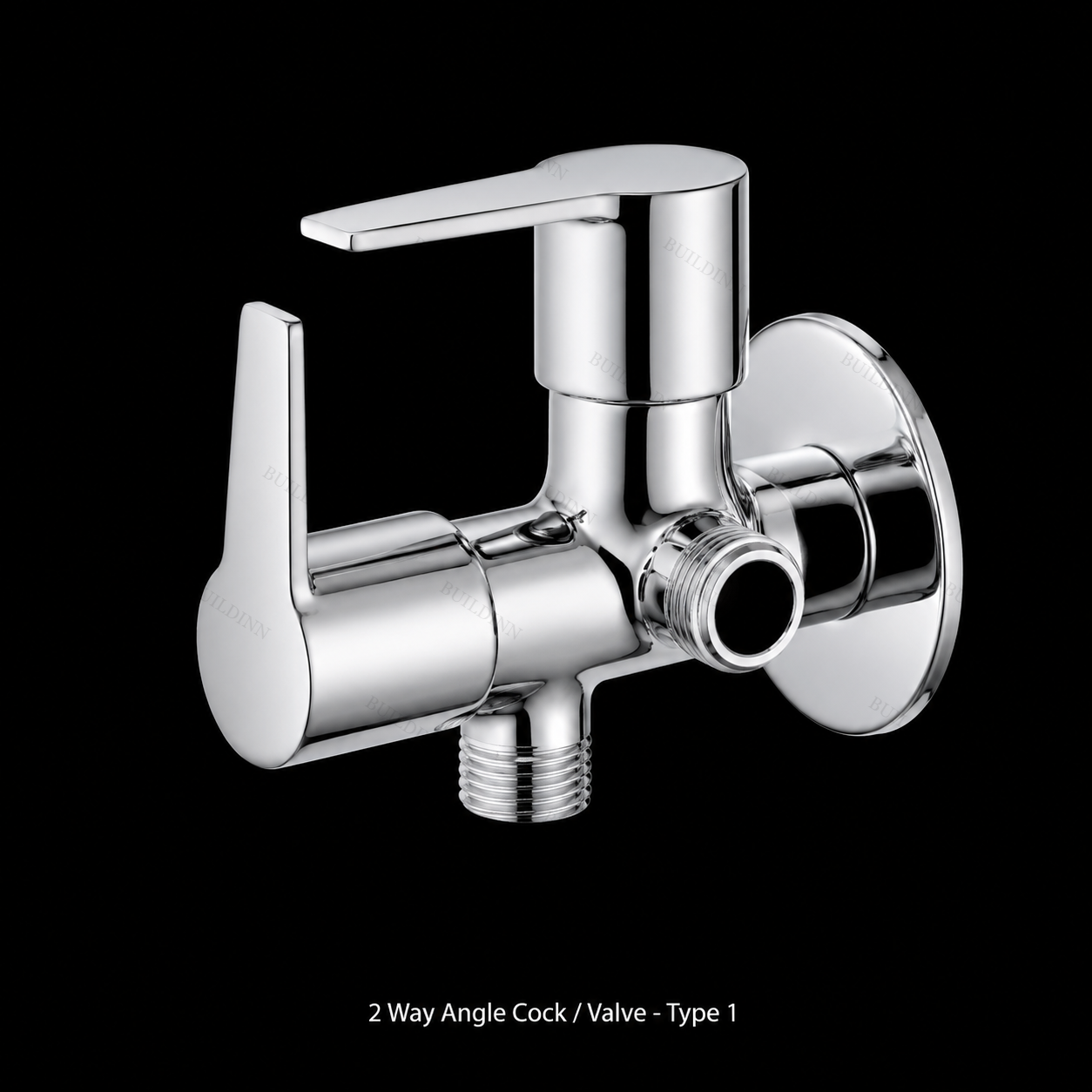 2 Way Angle Cock Valve 15 mm Brass Chrome Finish with Wall Flange