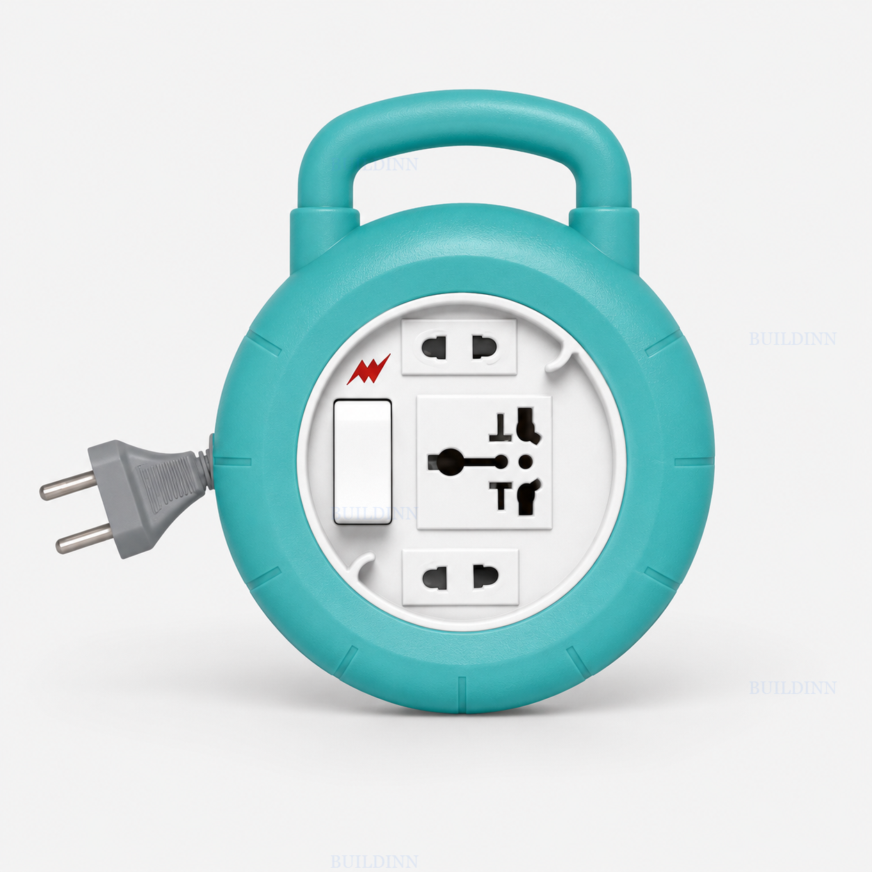 Deluxe Flex Box with 3 Universal Sockets, Master Switch and Carry Handle – Aqua Blue