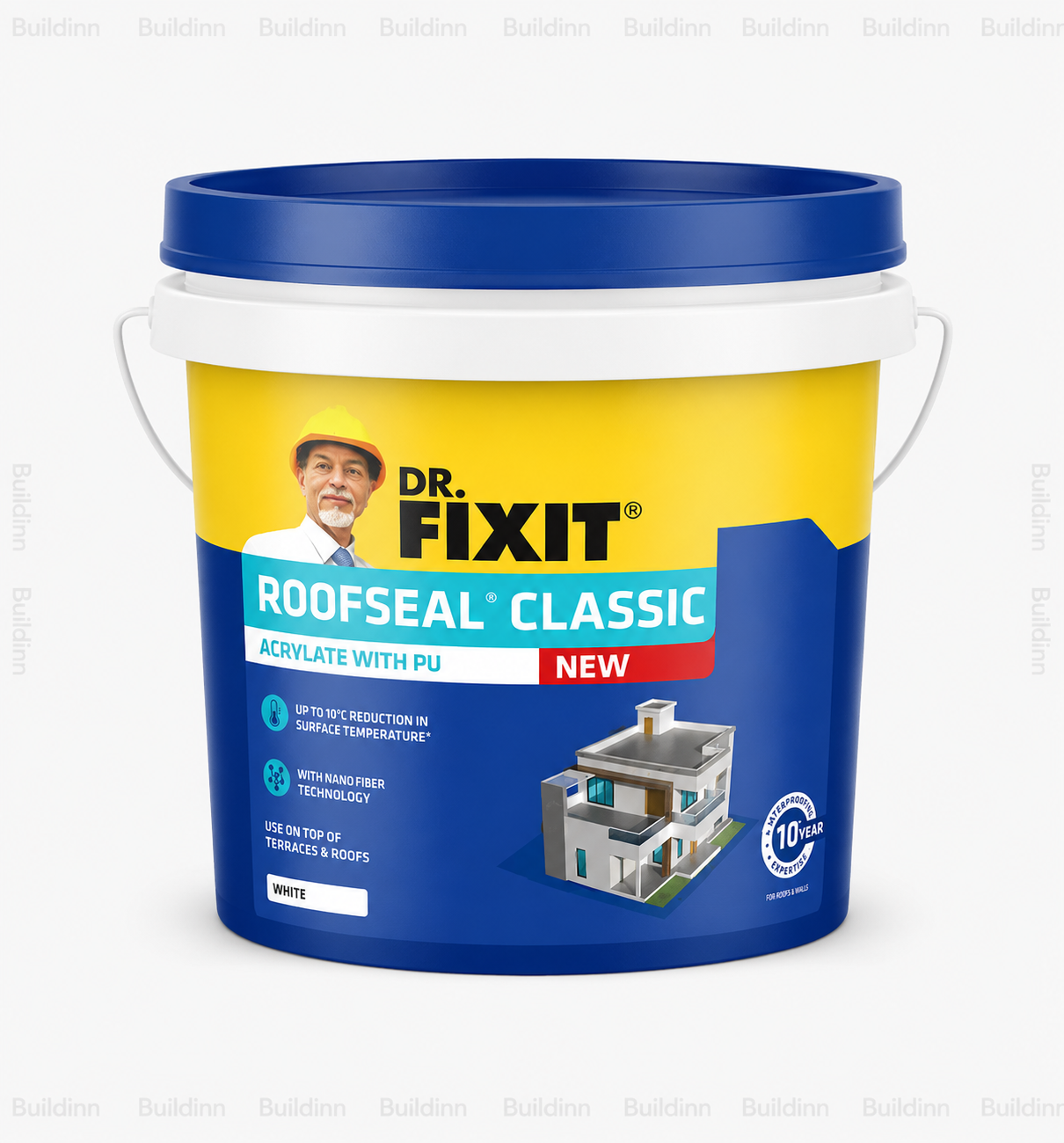 Dr. Fixit Roofseal Classic New 20L White Acrylic PU Roof Waterproofing Coating