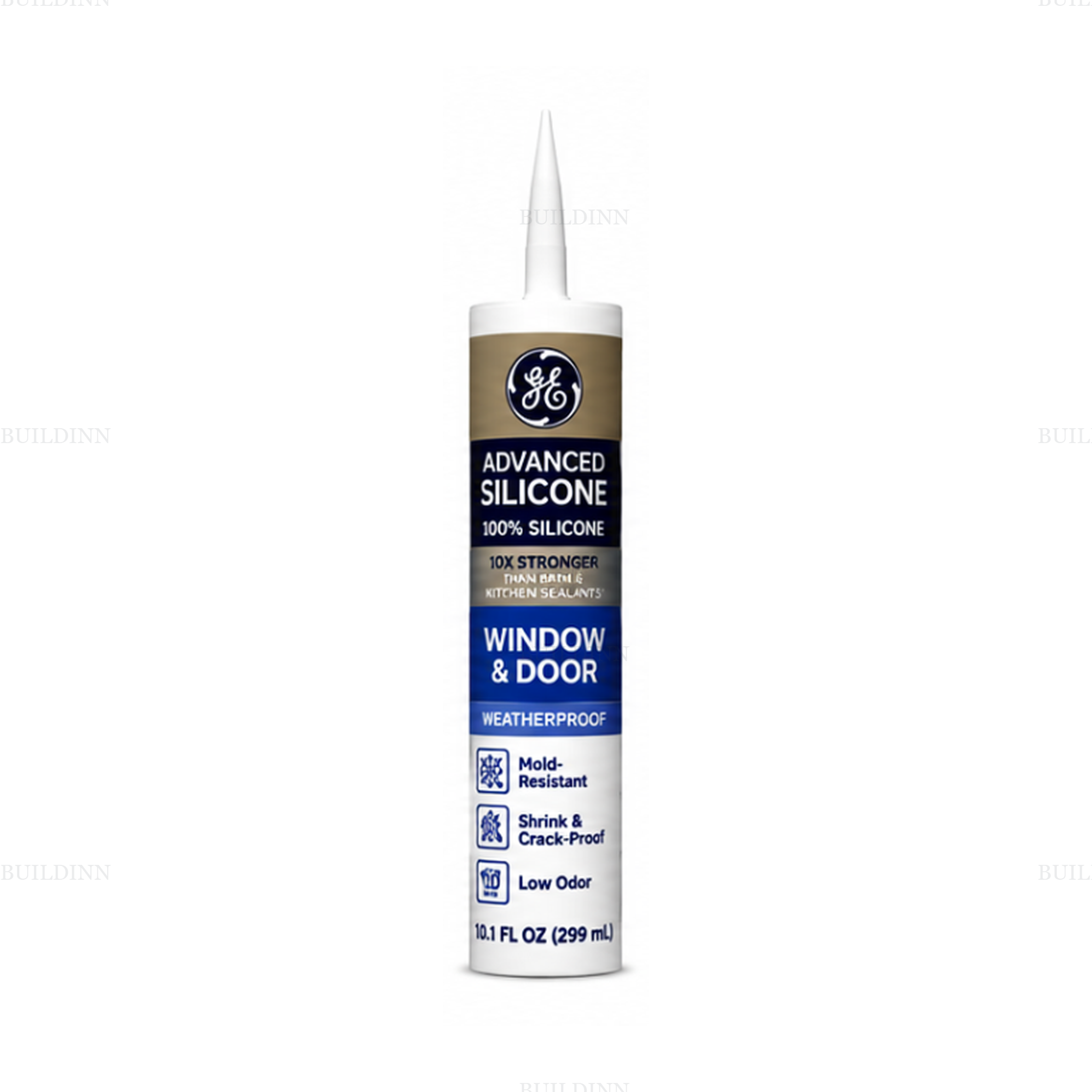 GE Advanced Silicone 100% Silicone Window & Door Sealant 299ml | Waterproof Weatherproof Silicone Caulk | Mold Resistant