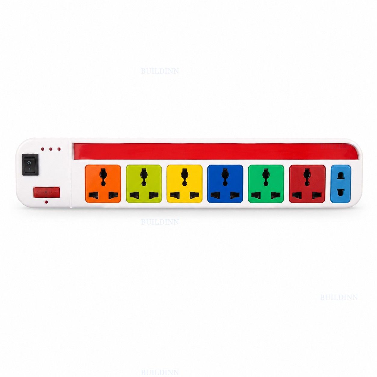 Maru 8 Socket Universal Extension Board with Master Switch & 2-Pin Socket | Heavy Duty Power Strip | Multi-Color Sockets