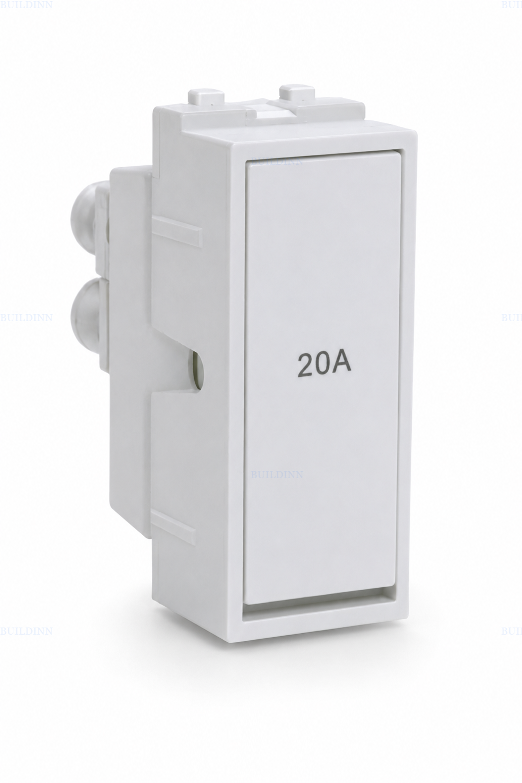 Maru Mozac 20A 1-Way Modular Rocker Switch – 1M, White