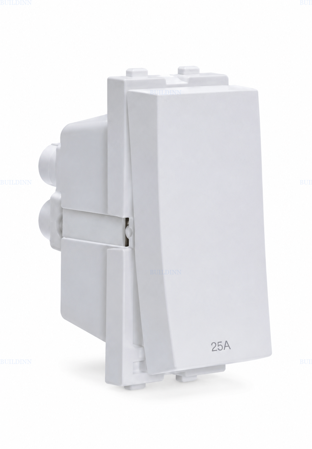 Maru Mozac MT-7009 25A 1-Way Modular Switch – 1M, White