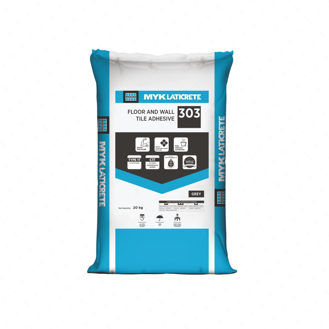 MYK Laticrete 303 Tile Adhesive Grey 20kg for Floor & Wall
