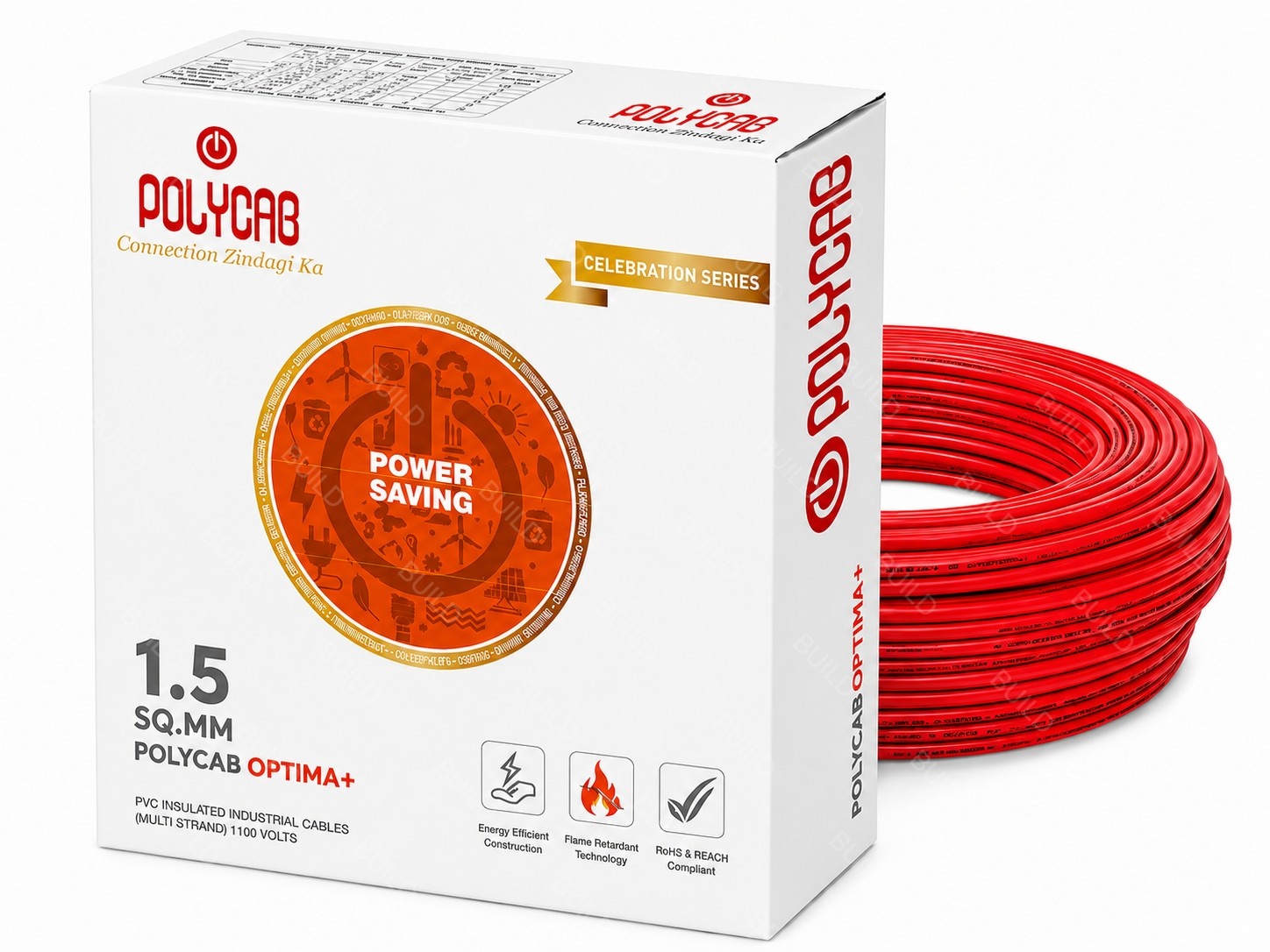 Polycab Optima+ 1.5 Sq.mm Copper Wire 1100v Pvc Insulated Multi Strand Cable