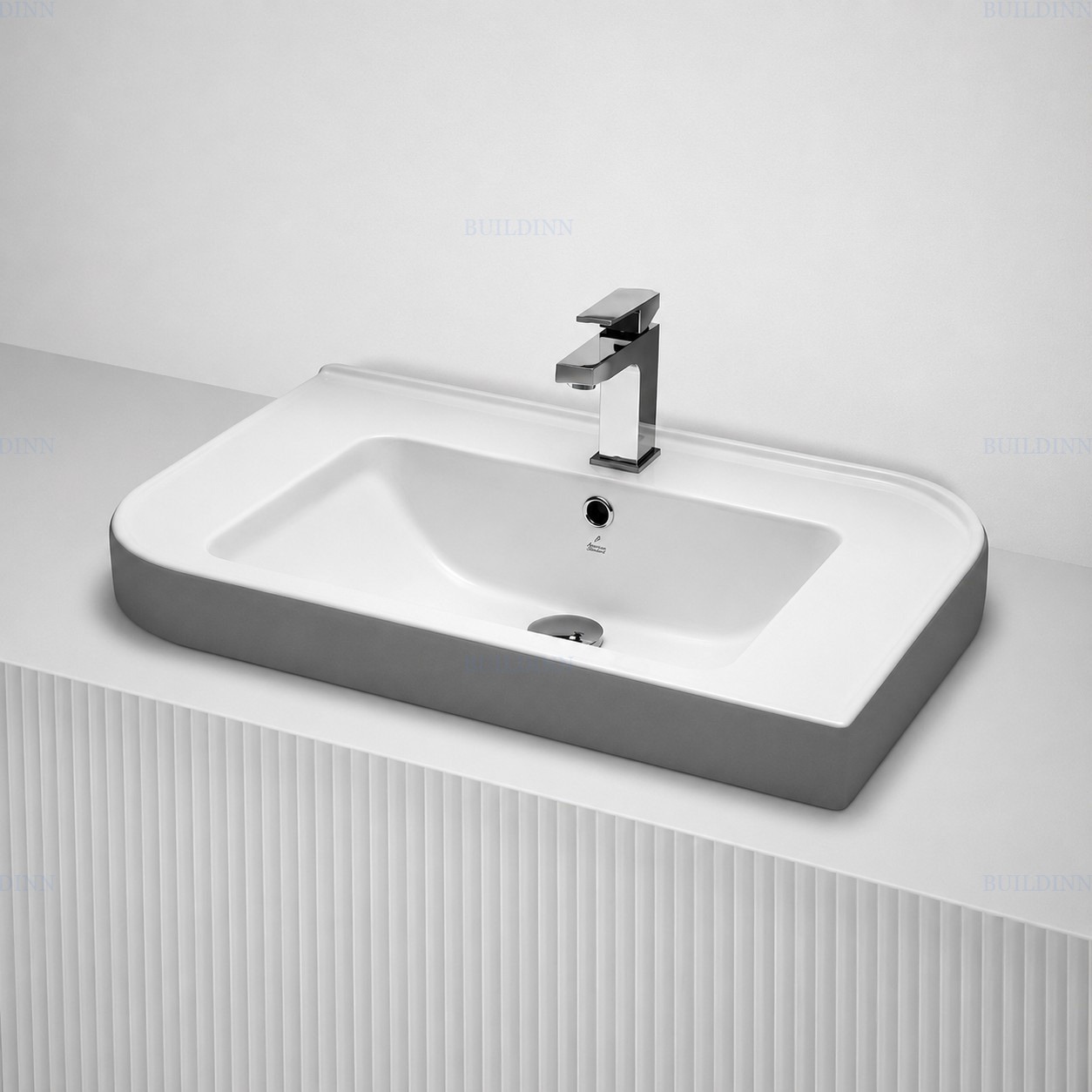Premium Rectangular Countertop Ceramic Wash Basin | Modern Table Top Bathroom Sink | Gloss White